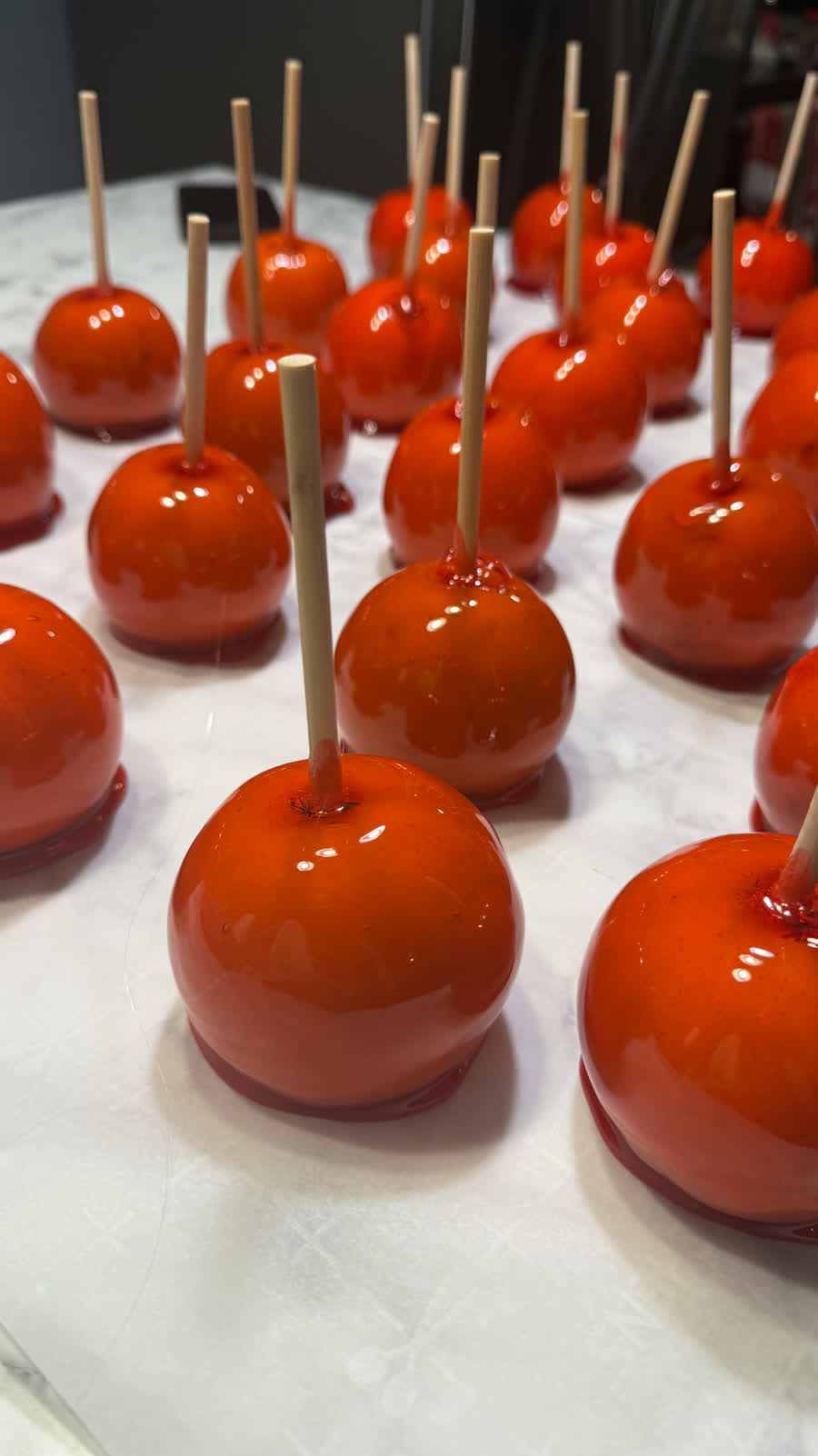 Glossy red candy apples